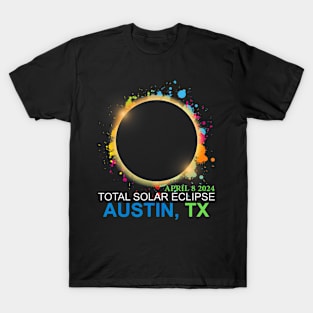 Total Solar Eclipse 2024 Austin Texas Colorful Totality T-Shirt